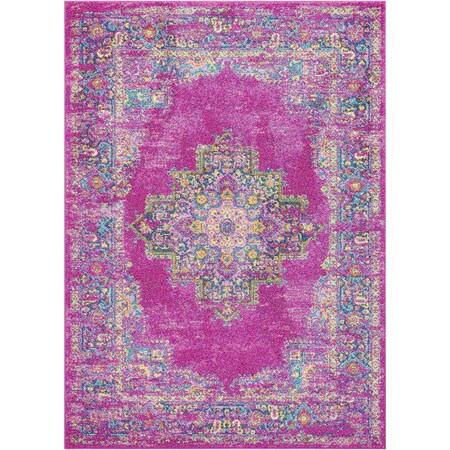 Homeroots 4 x 6 ft. Fuchsia & Blue Distressed Area Rug 385260